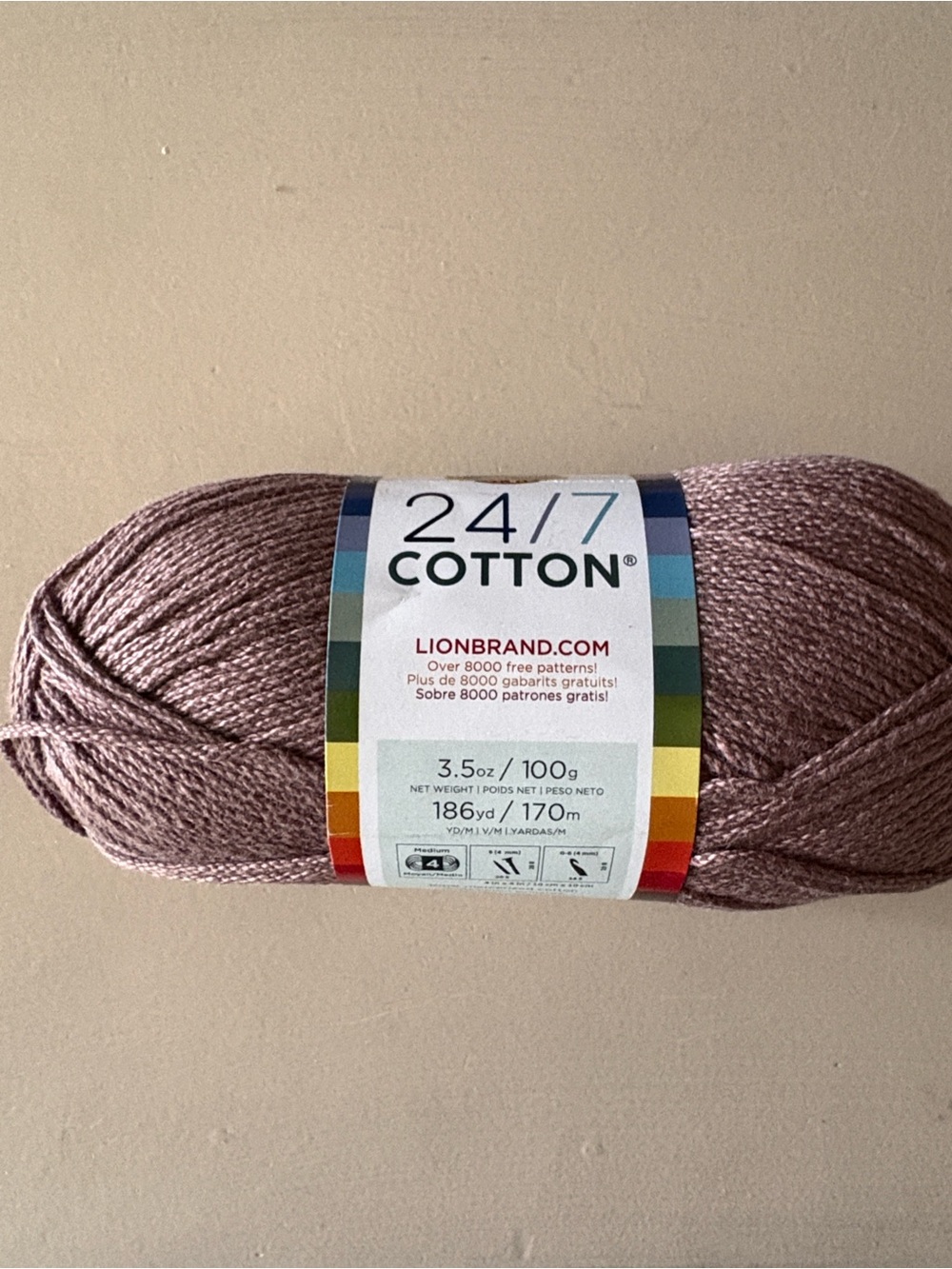 Lionbrand 24/7 Cotton Yarn - Cafe Au Lait